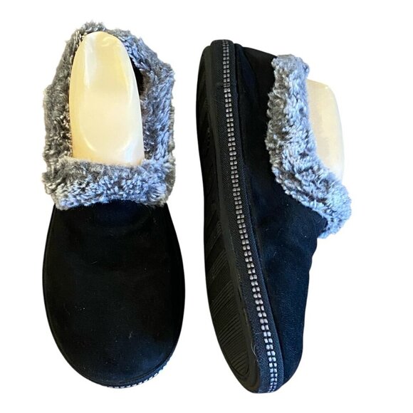 Skechers Memory Foam Slippers Fur Lined Sz 7 Black/Gray #45Q - Picture 4 of 10